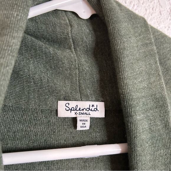 Splendid Green Heather Overlap Open Front Cardigan size XS cotton blend - Picture 3 of 4